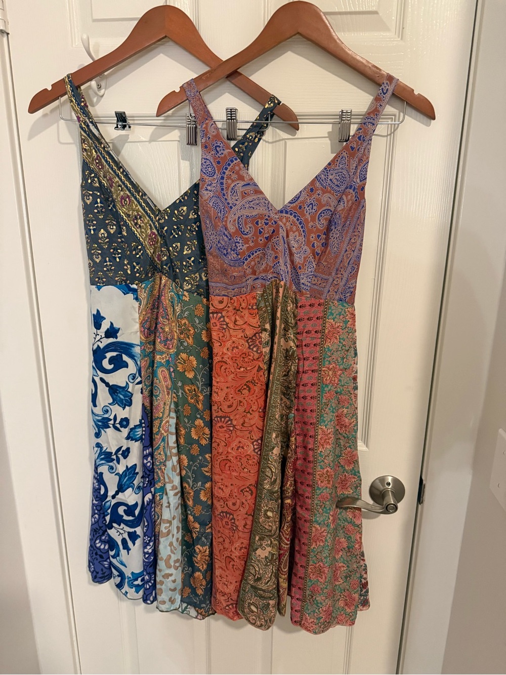 Karma HighWay Silk Blend Patchwork Boho Midi Dresses One Size Bundle of 2